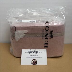 NWT Coach 2026 Cosmetic/Makeup Case In Signature Canvas Gold/Powder Pink CEA56